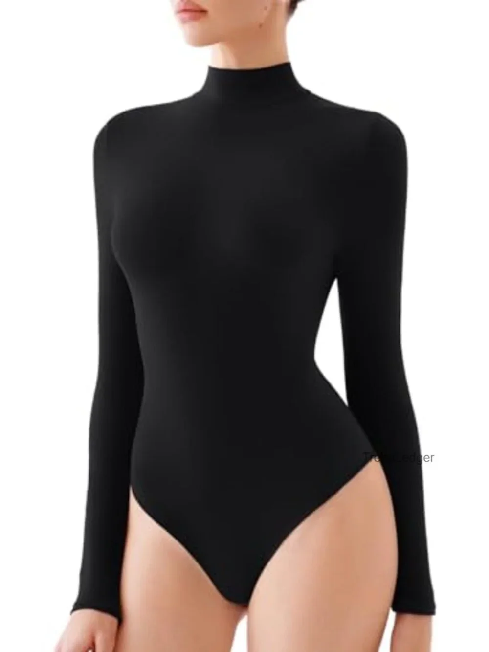 Women's Long Sleeve Turtleneck Bodysuit Snap Closure Buttery Soft High Stretch
